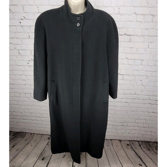 Preston & York Black Buttoned Lined Pockets Over Coat Size 1XW - Picture 1 of 13
